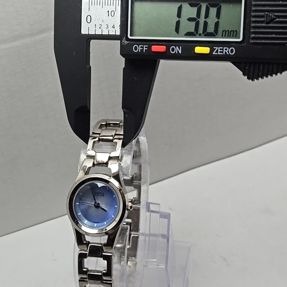 Rare Womens Caravelle By Bulova Watch 23mm Silver Tone Blue Dial New Battery - Picture 6 of 10
